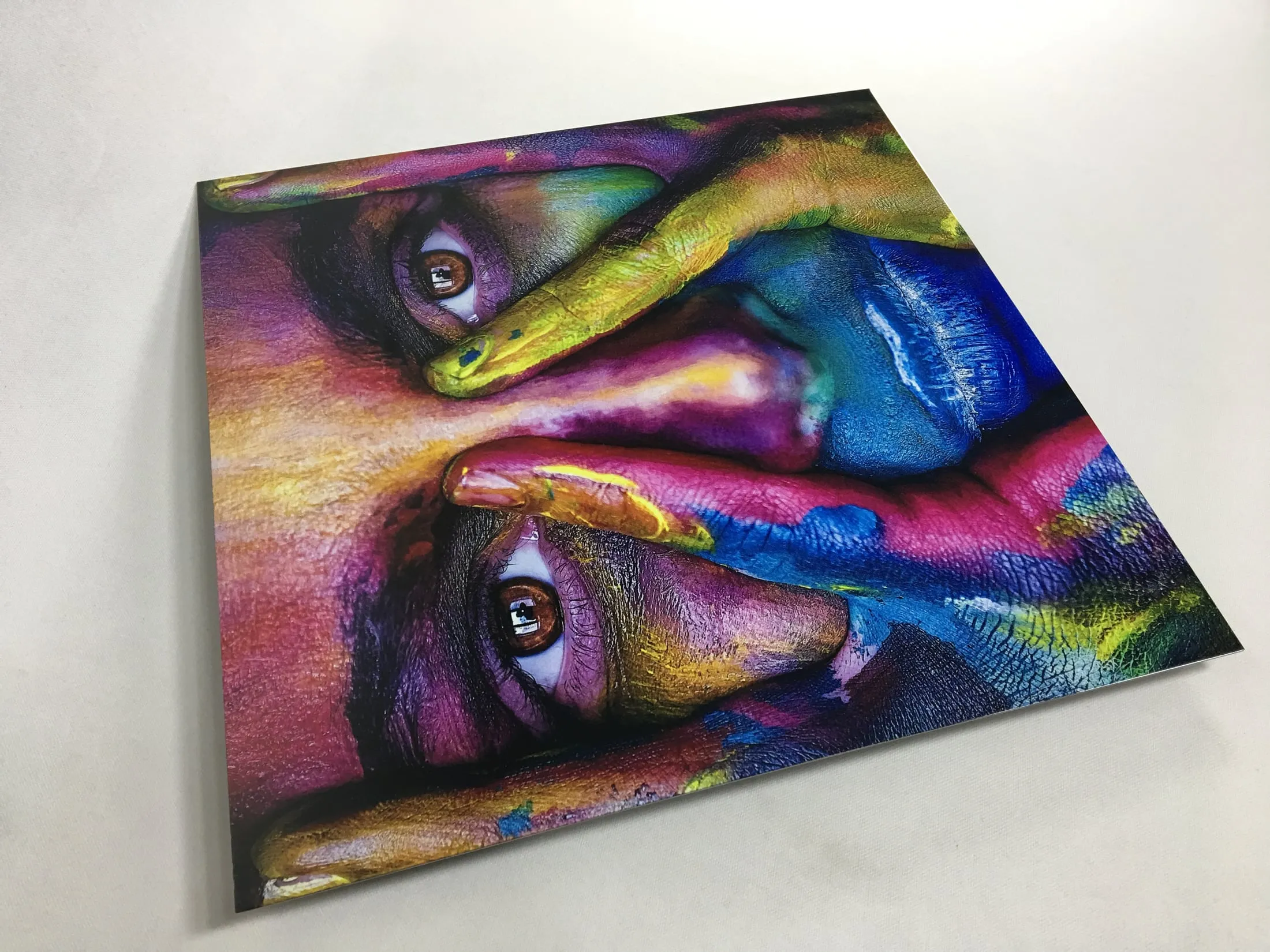 Colorful artwork printed on an aluminum panel